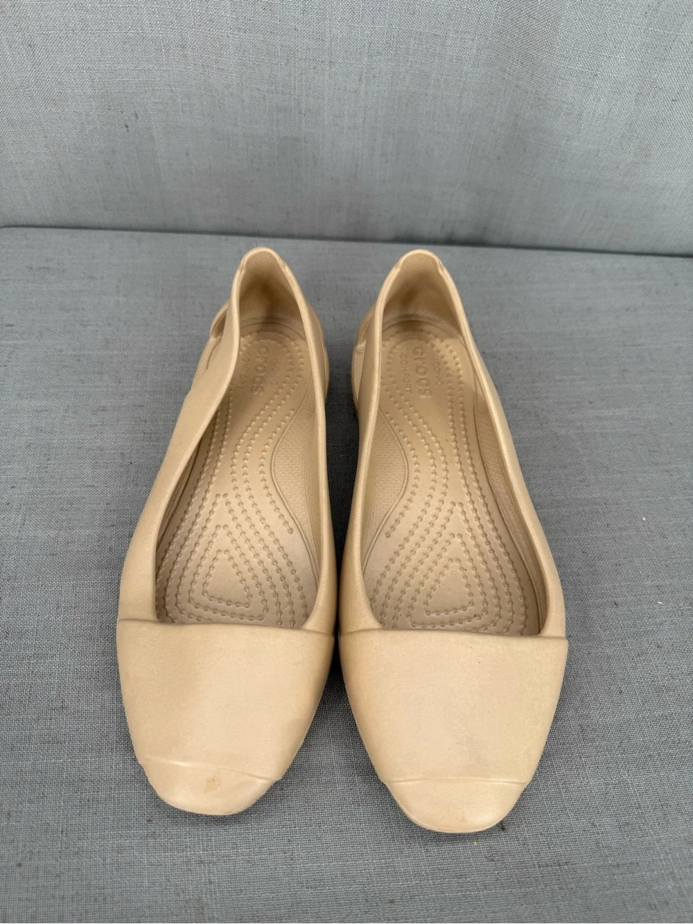 Crocs Sienna Bronze Shiny Casual Ballerina Slip On Flats Shoes Women's Size 5